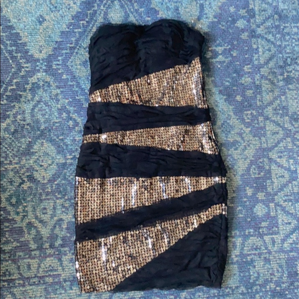 80s Style Strapless Sequence Dress